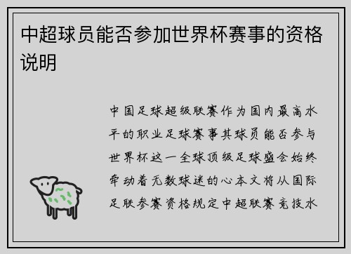 中超球员能否参加世界杯赛事的资格说明